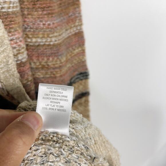 Westport Medium M Brown Blue Multi Striped Textured Open Front Cardigan Sweater - Picture 7 of 7